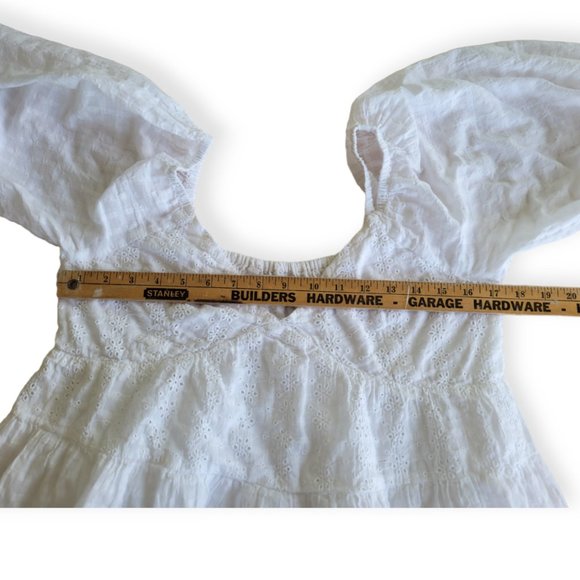 ASOS Mixed Broderie Tiered Mini Babydoll Dress | White | sz 6 | Cotton | Summer - Picture 10 of 11